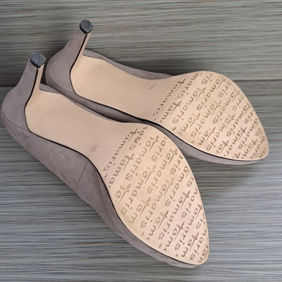 Tamaris suede leather women's shoes, 4" heel. Size 38, taupe color - Picture 8 of 9